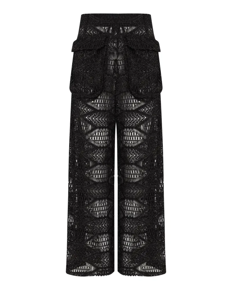 Amir Slama x Jade Picon crochet pocket palazzo pants - Schwarz Schwarz