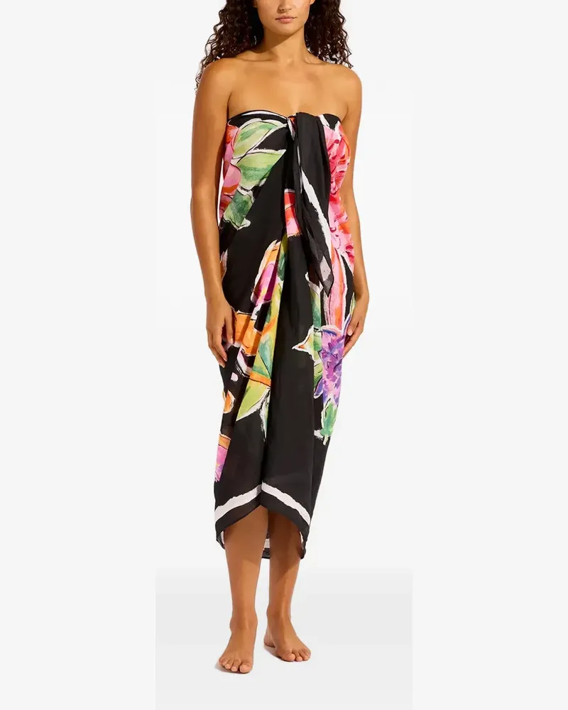 Seafolly Australia floral-print sarong - Schwarz Schwarz