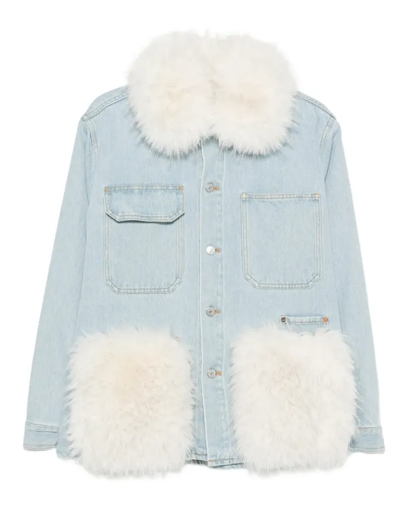 AVA ADORE faux-fur trim denim jacket - Blau Blau