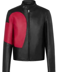 Moschino Lederjacke mit Herz-Print Schwarz