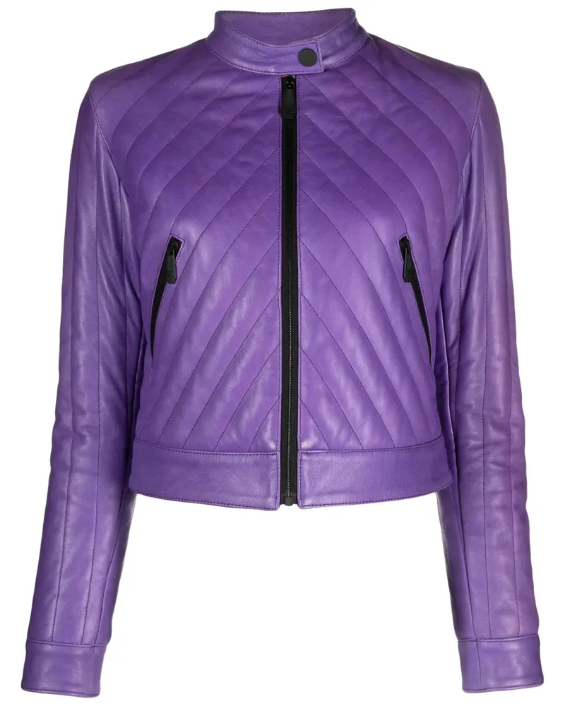 Philipp Plein Portemonnaie aus Matelassé-Leder - Violett Violett