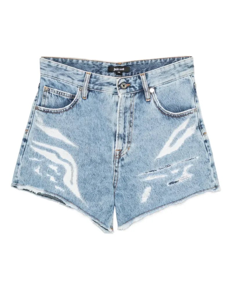 Just Cavalli distressed raw-cut shorts - Blau Blau