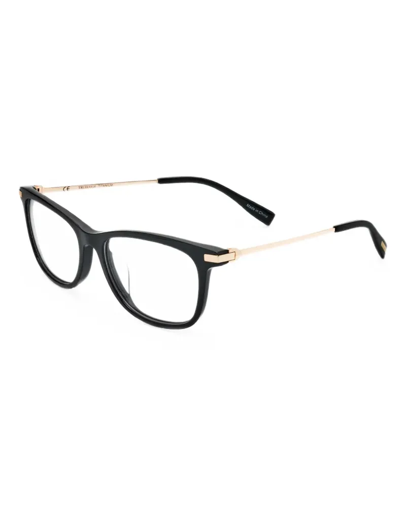 Trussardi Eckige Brille mit Logo-Schild - Schwarz Schwarz