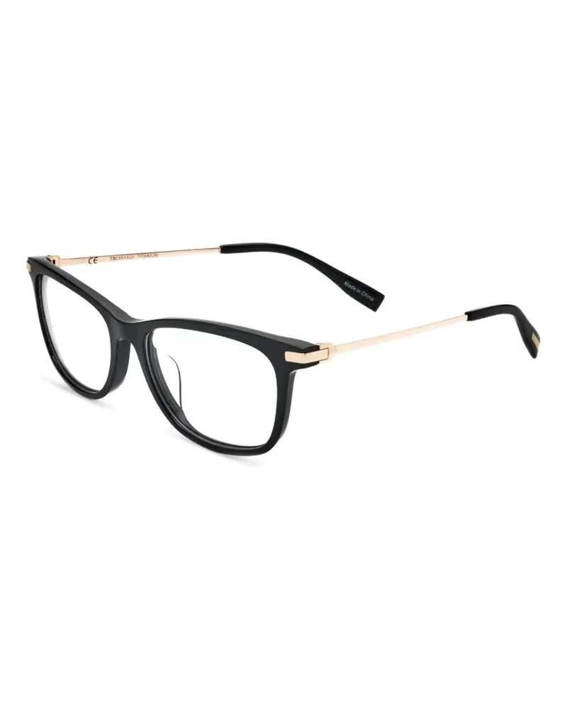 Trussardi Eckige Brille mit Logo-Schild - Schwarz Schwarz