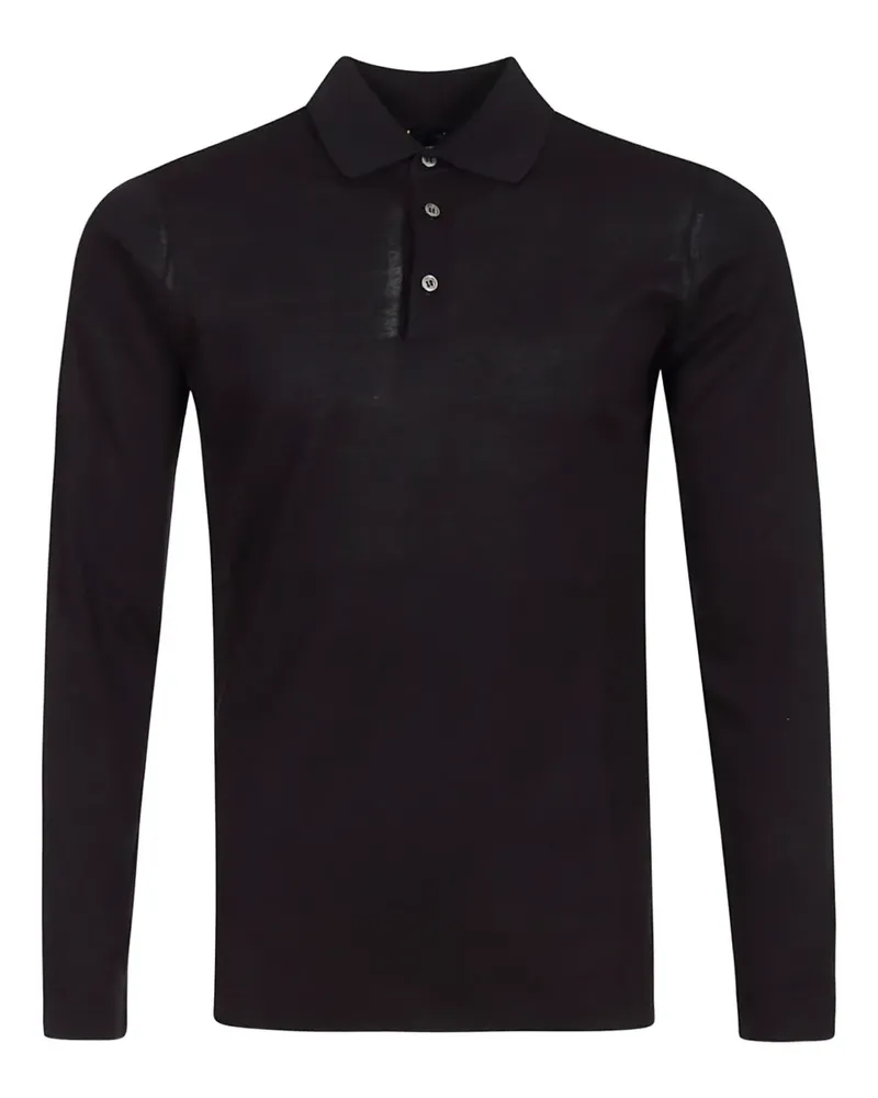 Alpha Industries long-sleeve three-button polo shirt - Blau Blau