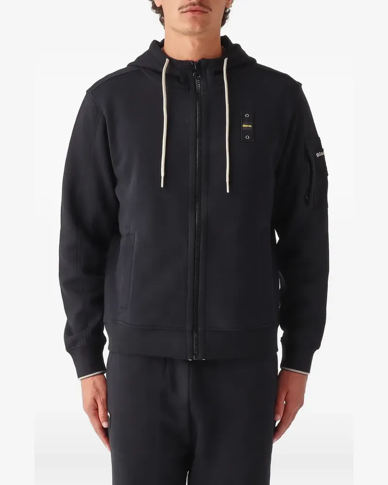 Blauer Cardinton logo-patch zip-up hoodie - Schwarz Schwarz
