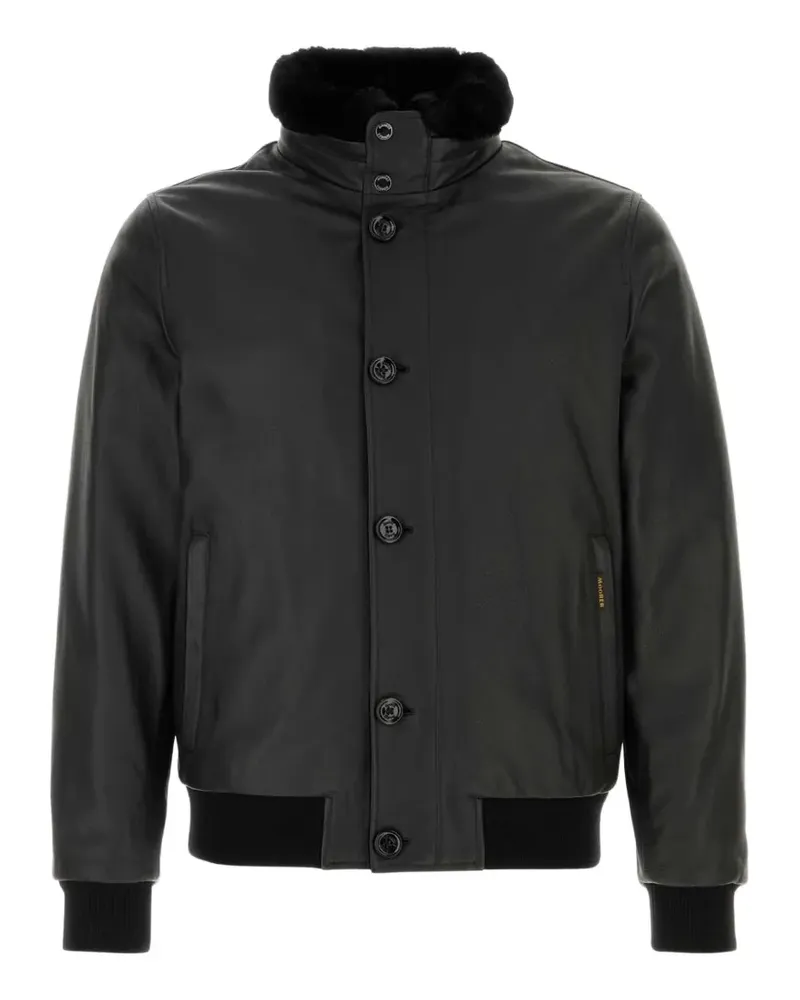 MOORER Cleros leather bomber jacket - Schwarz Schwarz