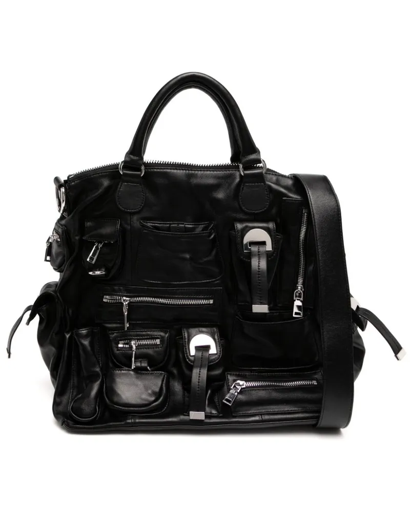 Cynthia Rowley Tote Bag mit aufgesetzten Taschen - Schwarz Schwarz