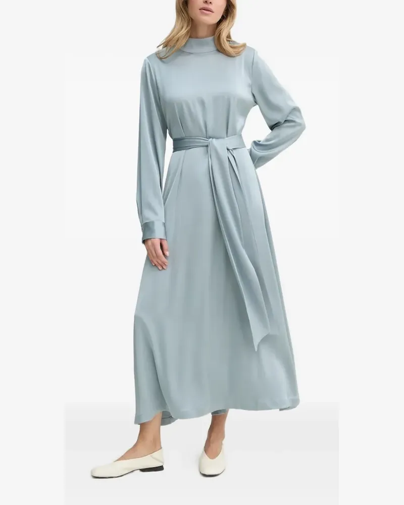 Gestuz Gürtel-Midikleid mit Stehkragen - Blau Blau