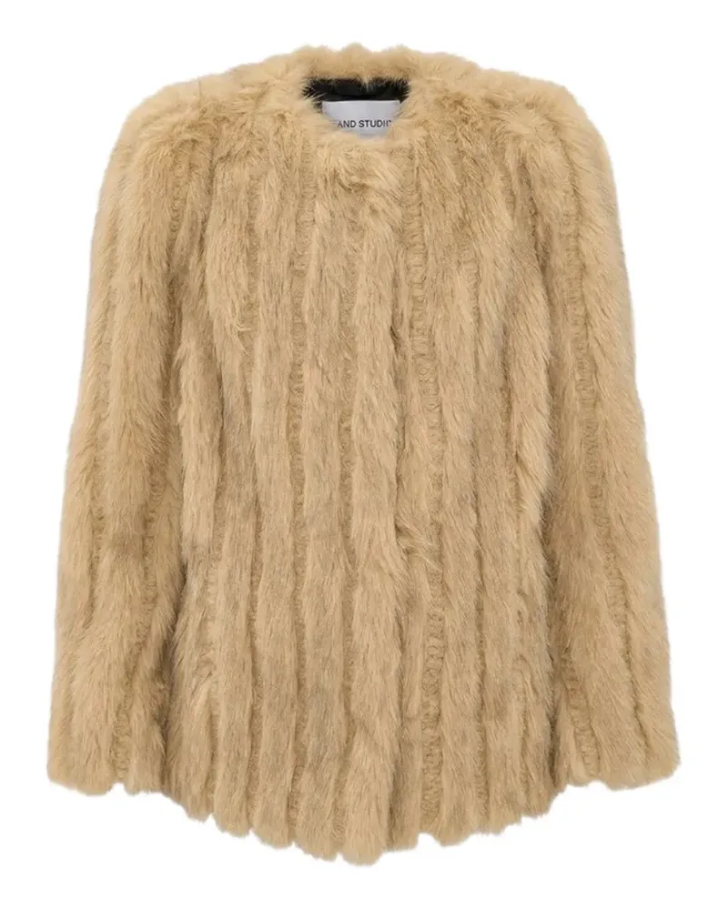 STAND Sawyer faux-fur jacket - Nude Nude