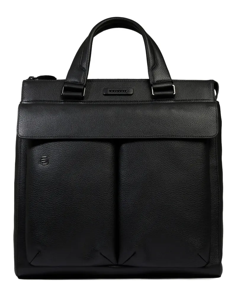 Piquadro Shopper aus gekörntem Leder - Schwarz Schwarz
