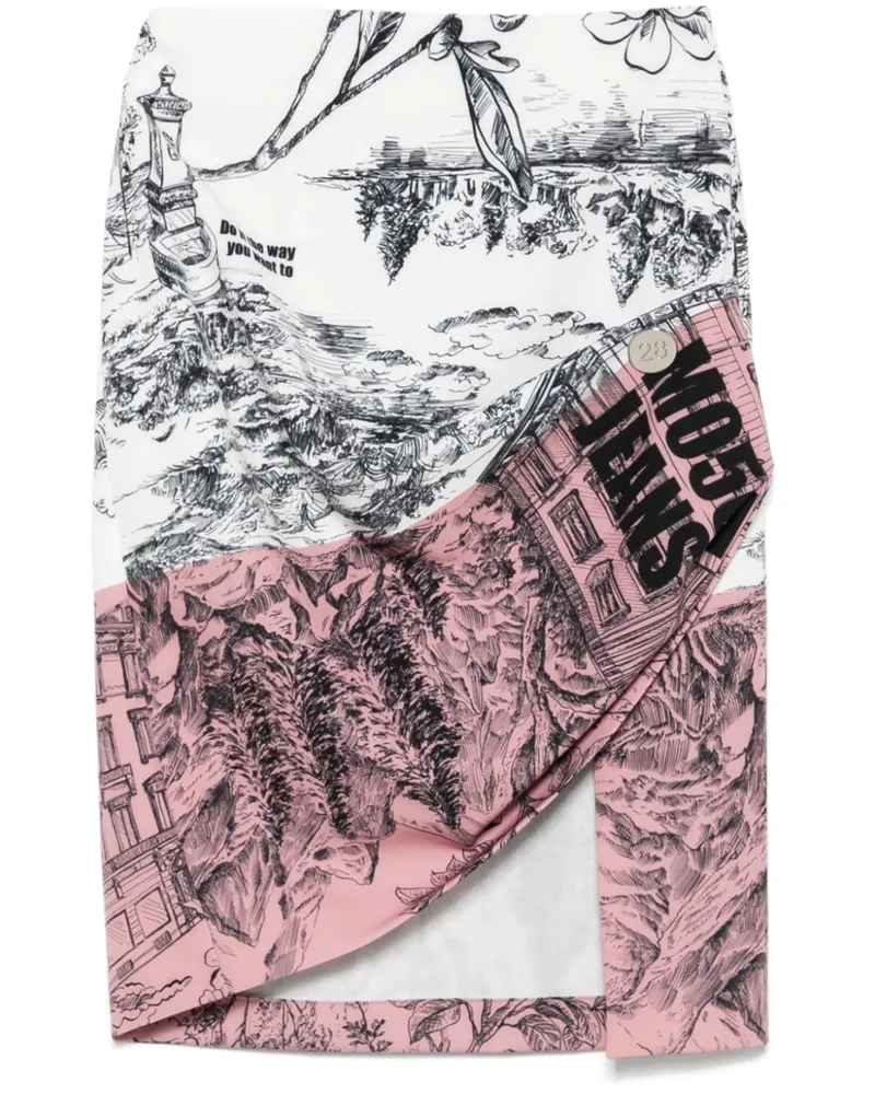 Moschino Midirock mit Print - Weiß Weiß