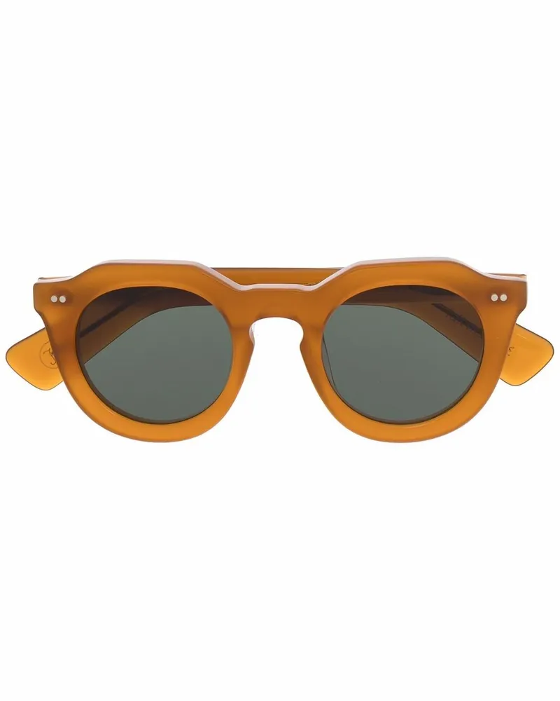 Lesca Sonnenbrille mit rundem Gestell - Braun Braun