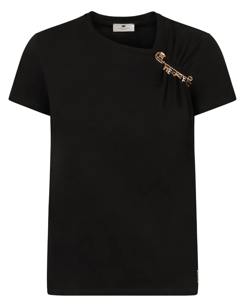 Elisabetta Franchi Verziertes T-Shirt - Schwarz Schwarz