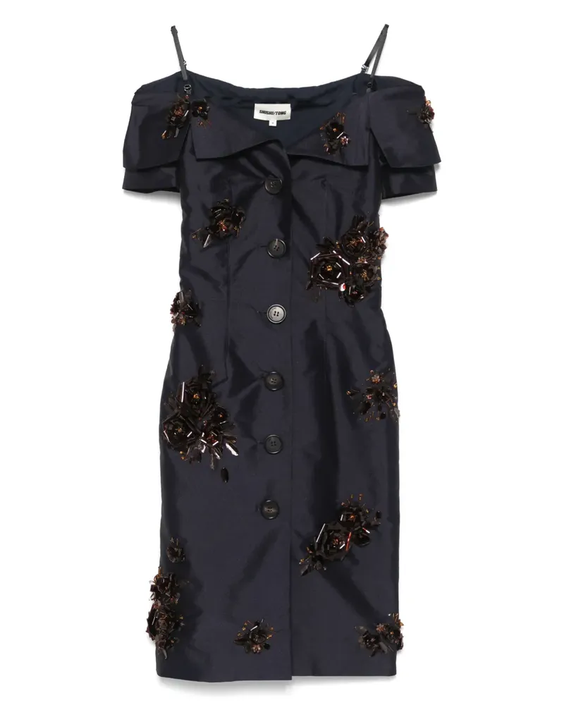 SHUSHU/TONG Minikleid mit Blumenapplikation - Blau Blau