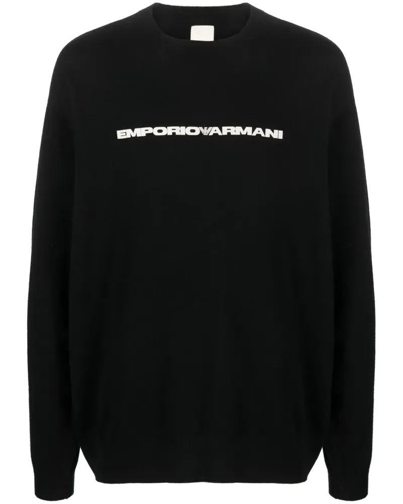 Emporio Armani Pullover mit Logo-Print - Schwarz Schwarz
