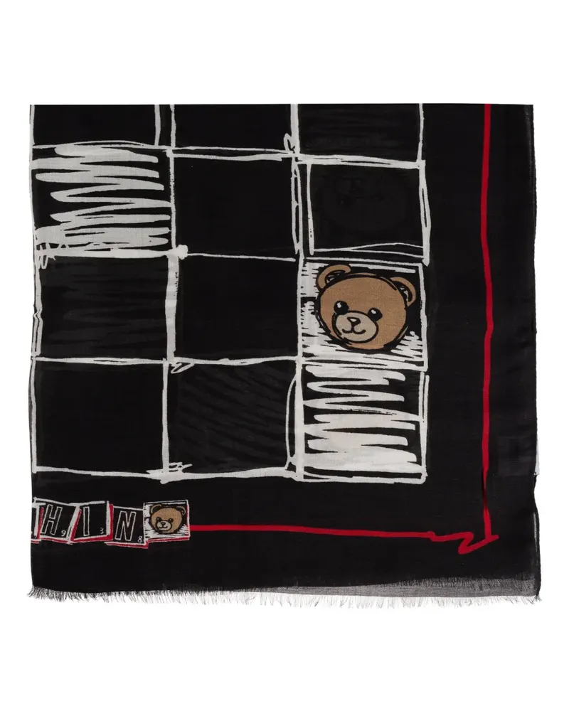 Moschino Schal mit Teddy-Print - Schwarz Schwarz