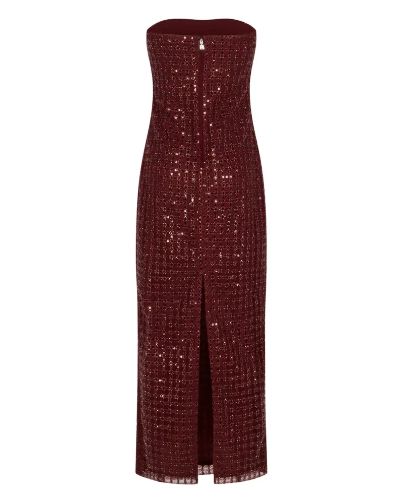 ROTATE Birger Christensen sequin-embellishment strapless maxi dress Rot