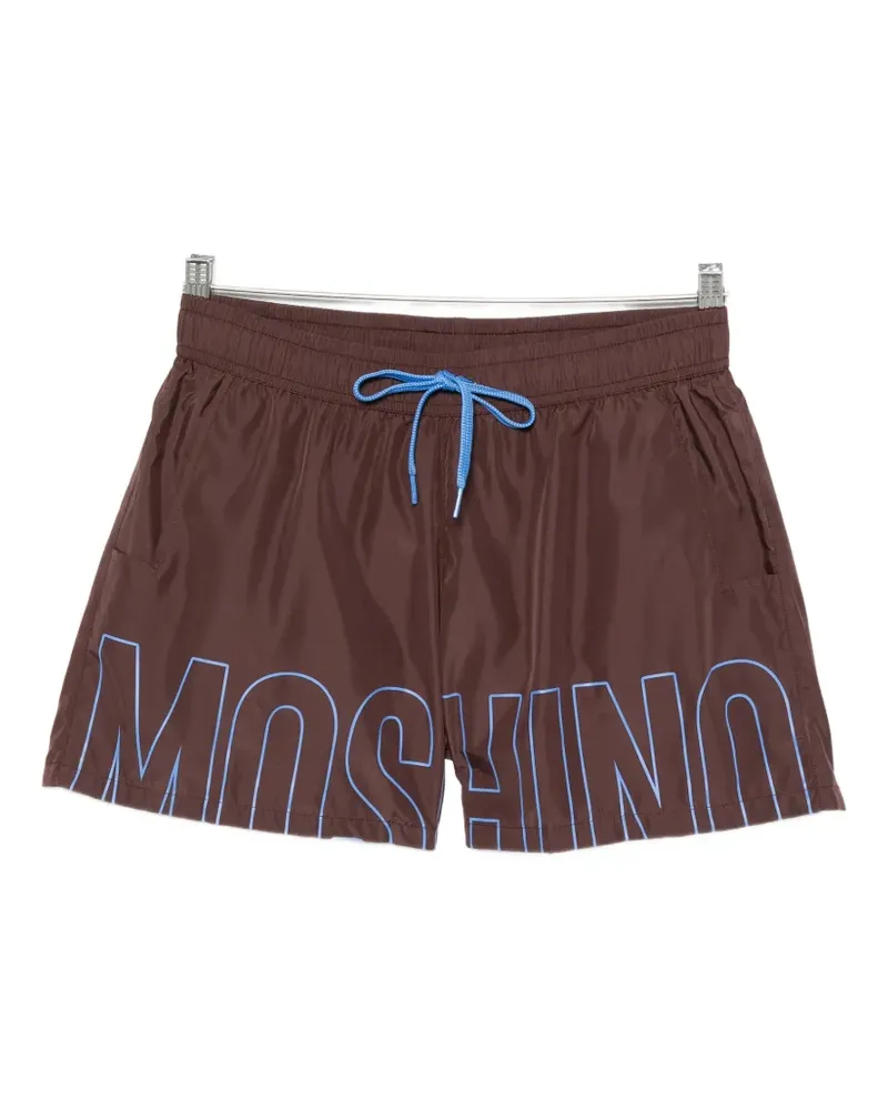 Moschino logo-print drawstring swim shorts - Braun Braun
