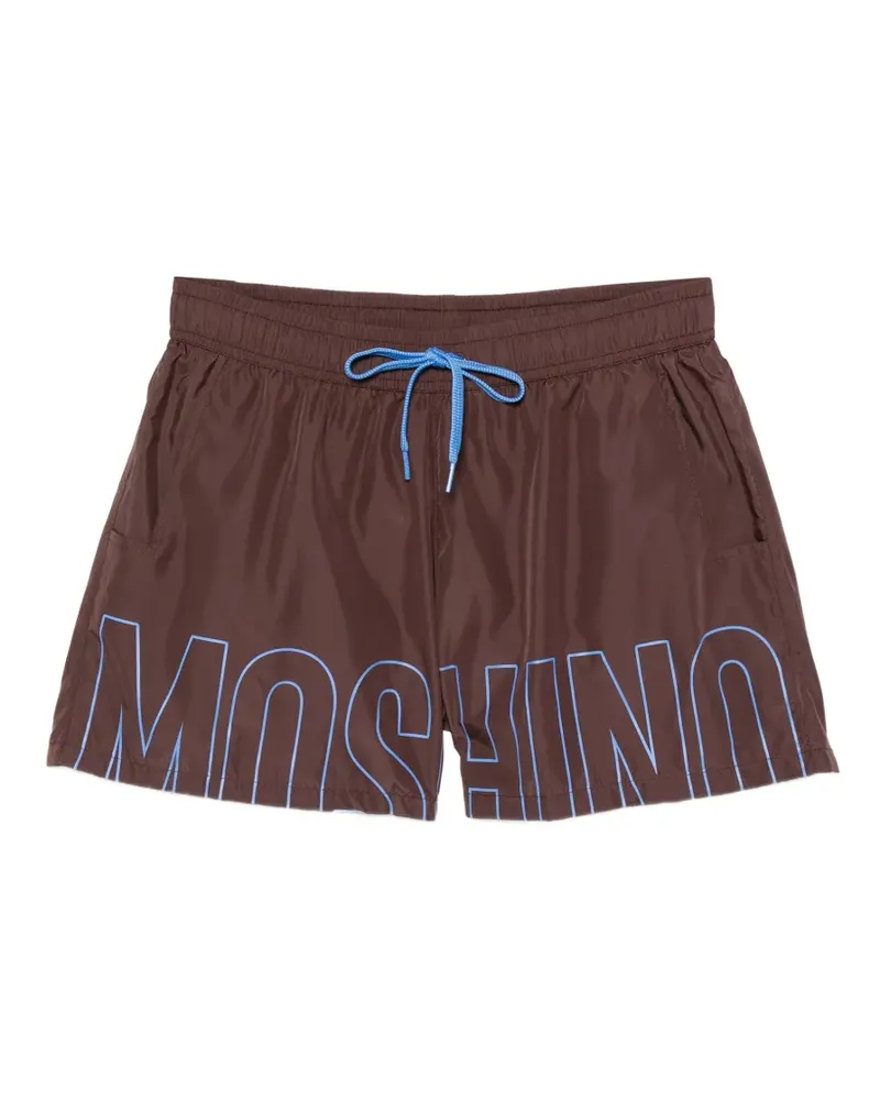 Moschino logo-print drawstring swim shorts - Braun Braun