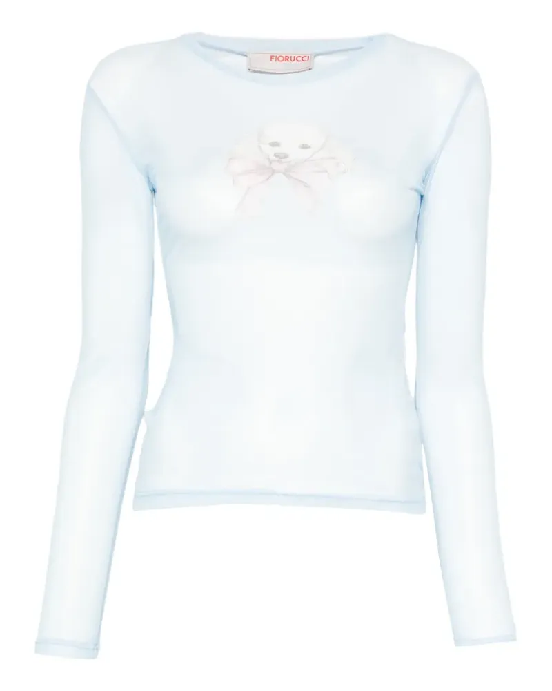 Fiorucci graphic-print mesh T-shirt - Blau Blau