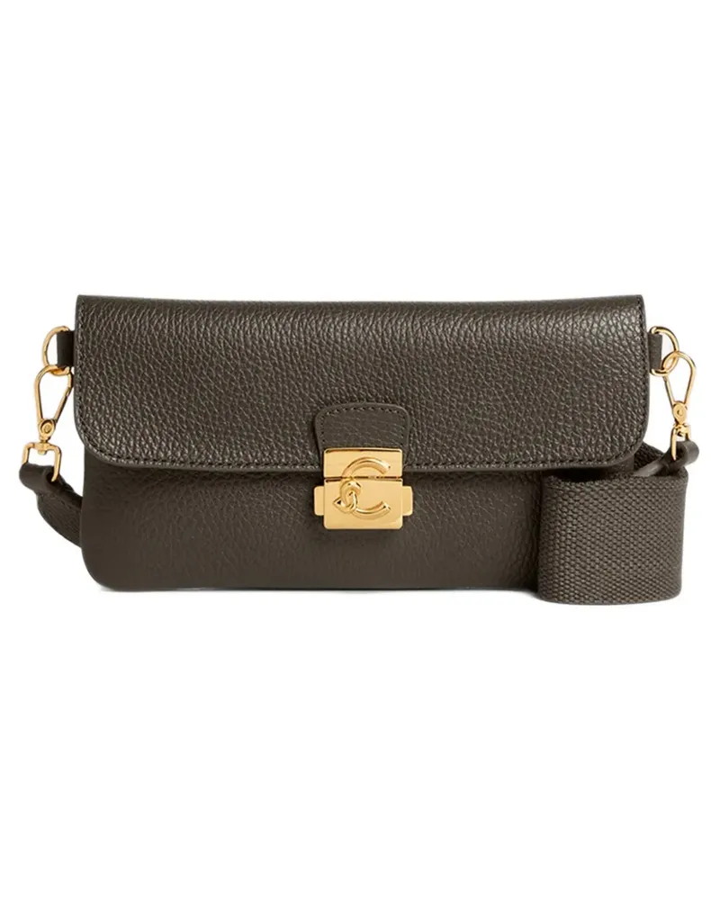 Coccinelle Mini C-me Lock Schultertasche aus gekörntem Leder - Braun Braun