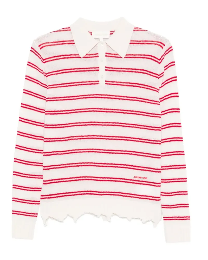 SHUSHU/TONG striped polo top - Weiß Weiß