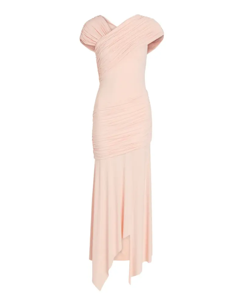 De La Vali Hela ruched asymmetric midi dress - Rosa Rosa