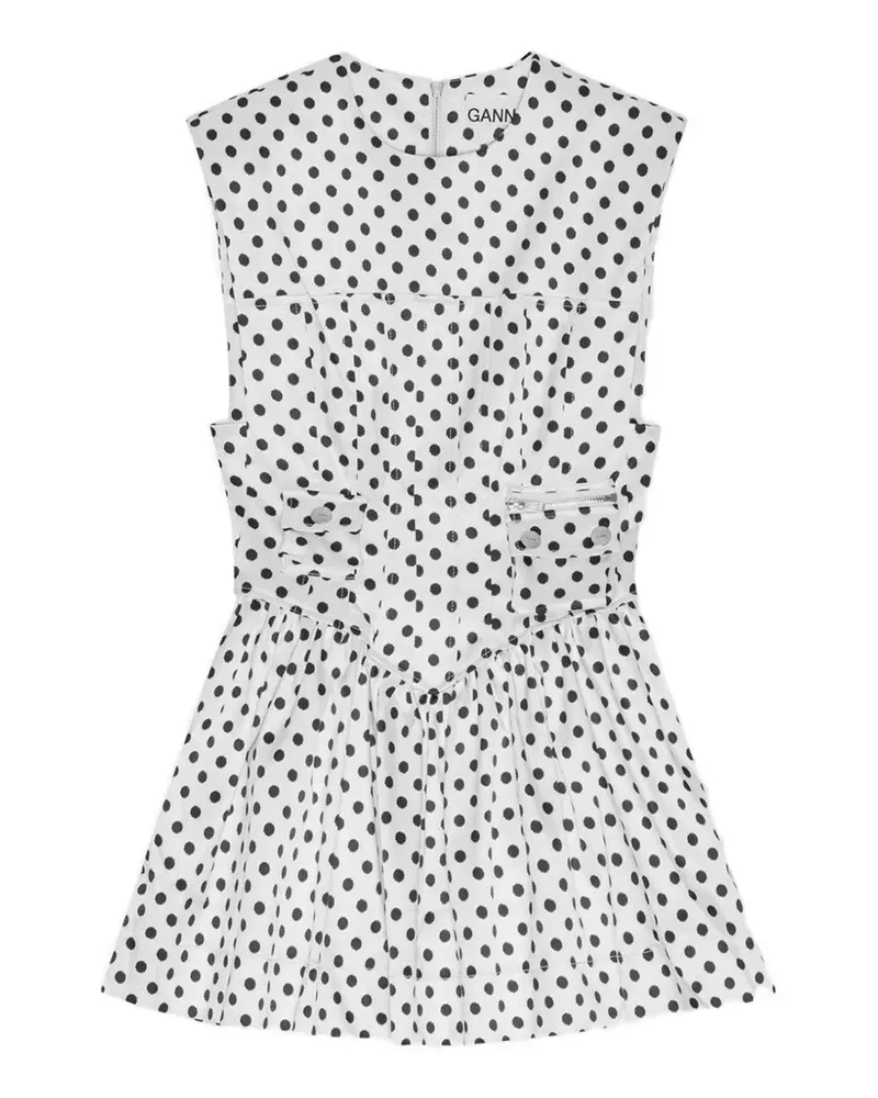 Ganni Minikleid mit Polka Dots - Weiß Weiß