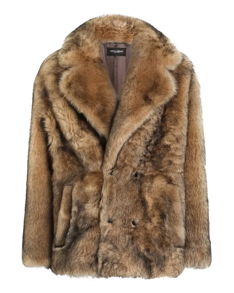 Dolce & Gabbana Doppelreihiger Mantel aus Shearling - Braun Braun