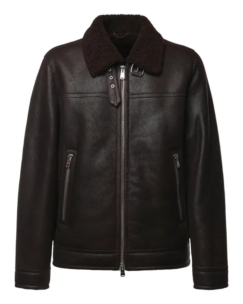 Dondup Lederjacke mit Shearling-Kragen - Braun Braun