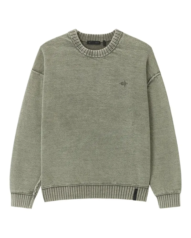FIVE CM Pullover im Distressed-Look mit Skelett-Stickerei - Grün Grün