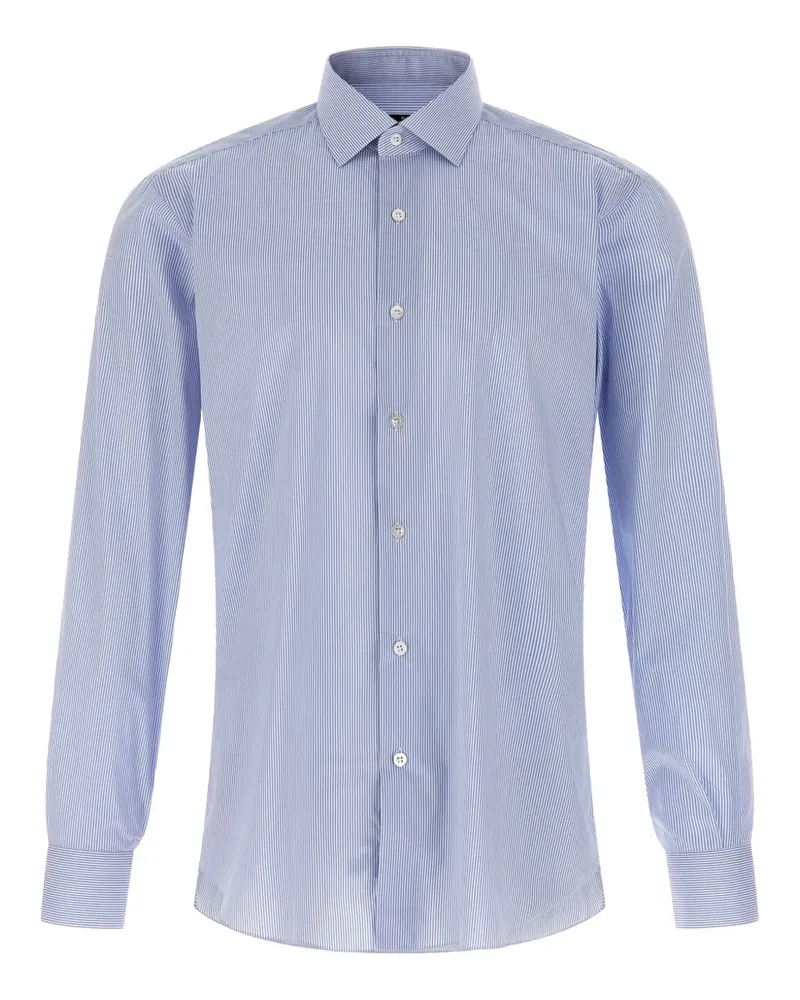 BARBA Gestreiftes Hemd mit Biesen - Blau Blau