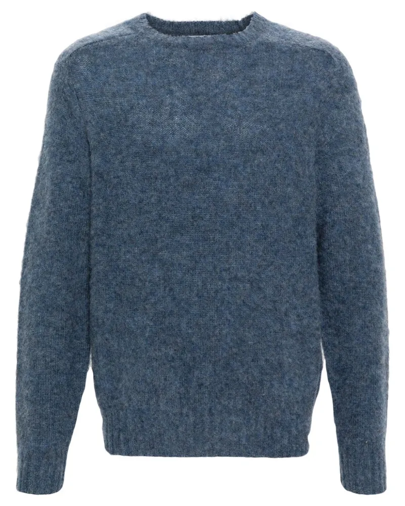 Harmony Melierter Shaggy Pullover aus gebürsteter Wolle - Blau Blau