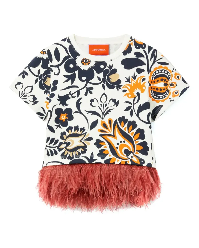 La DoubleJ La Scala T-Shirt mit Blumen-Print - Weiß Weiß