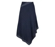Asymmetrischer Rock mit Polka Dots - Blau