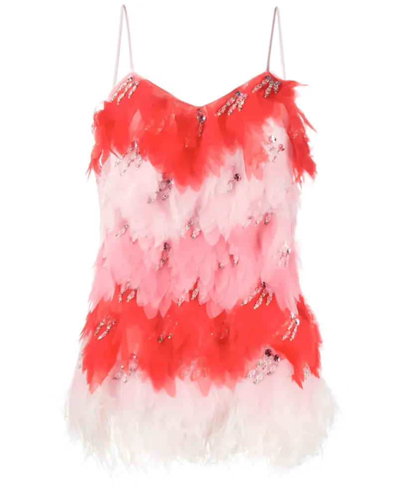 Emilio Pucci Top mit Federbesatz - Rosa Rosa
