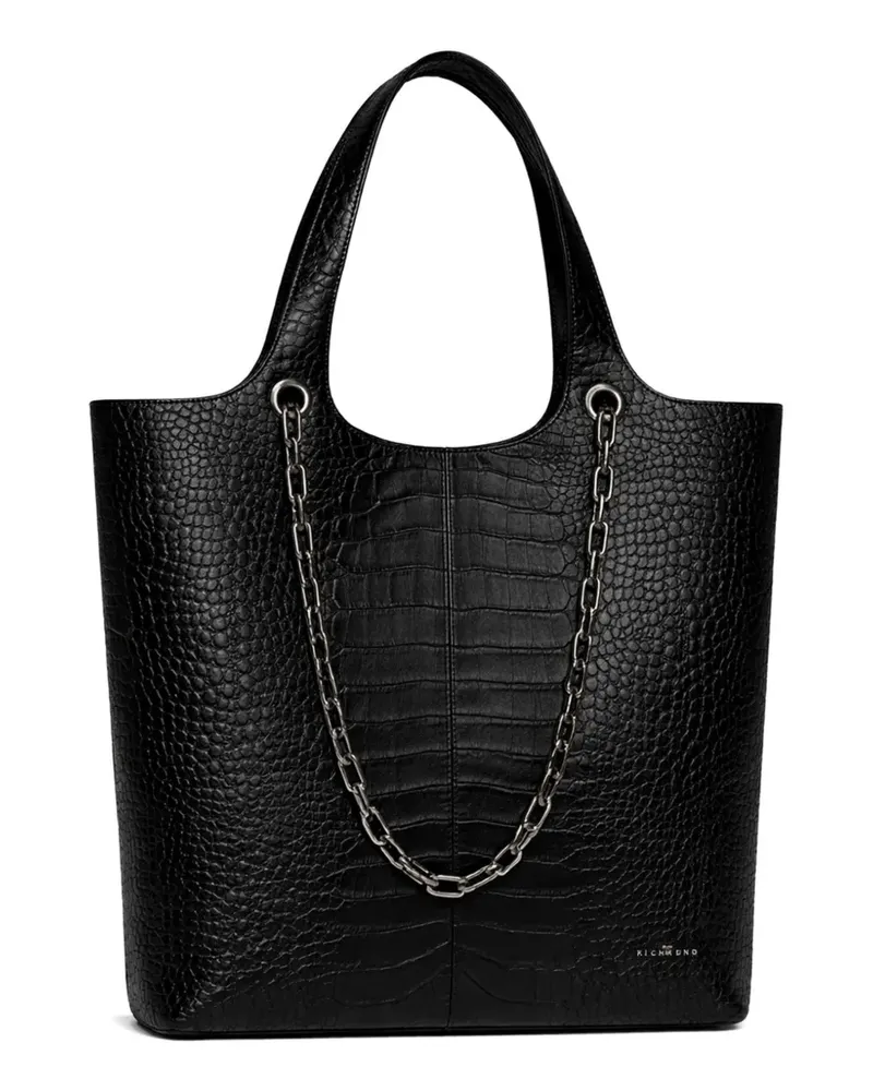 John Richmond croc-effect chain-detail tote bag - Schwarz Schwarz