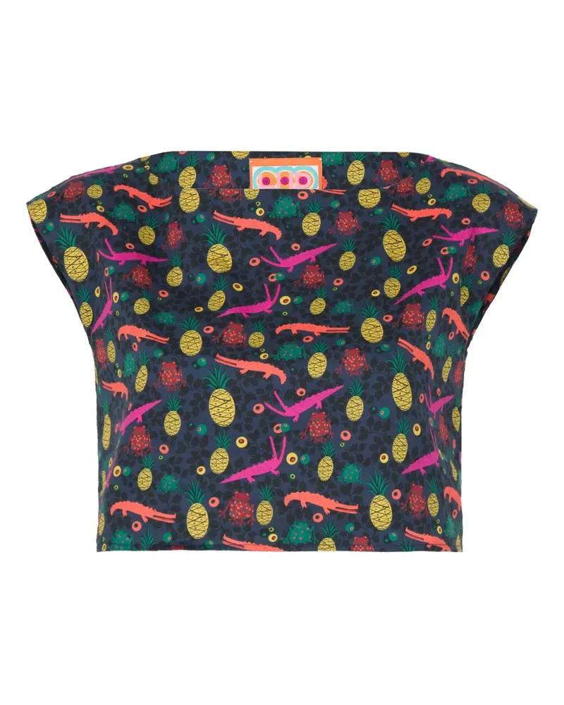 LHD pineapple alligator print top - Blau Blau