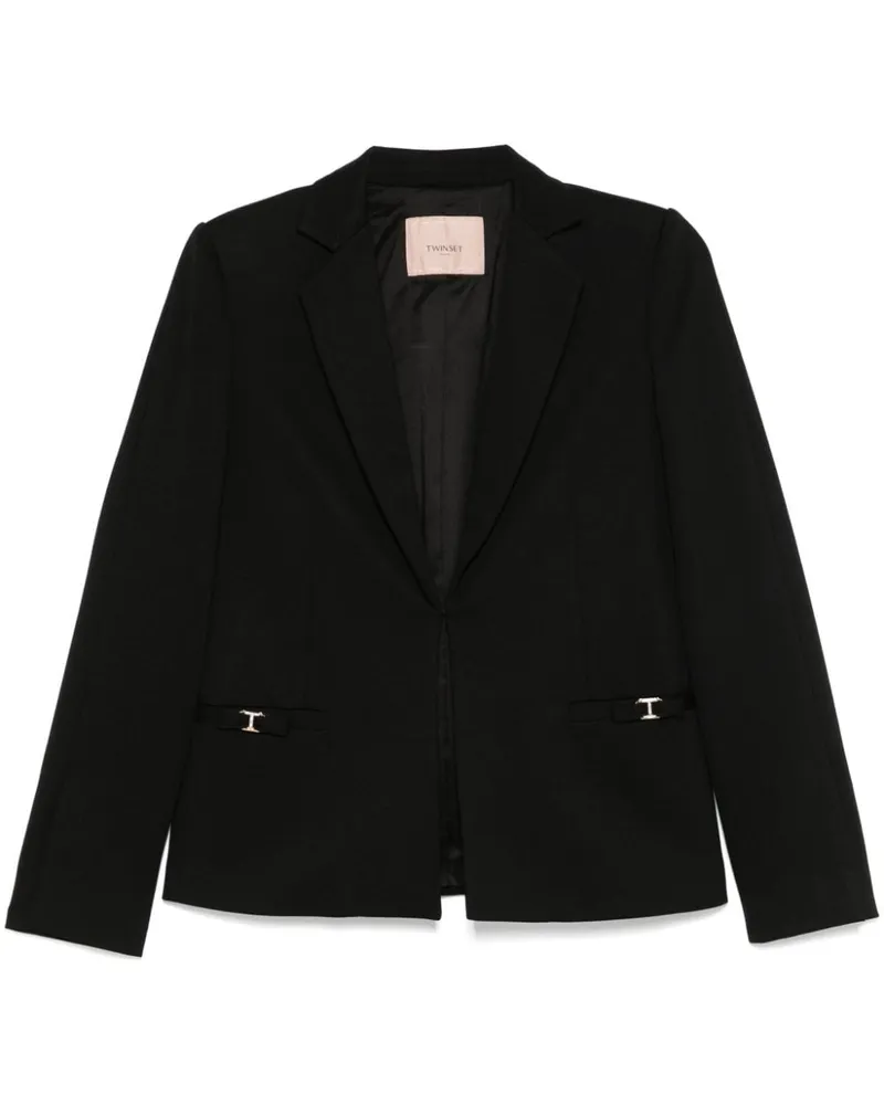 Twin-Set Blazer mit Oval T-Logo - Schwarz Schwarz