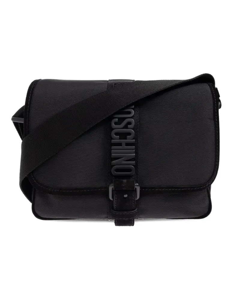 Moschino Schultertasche mit Logo-Schild - Schwarz Schwarz