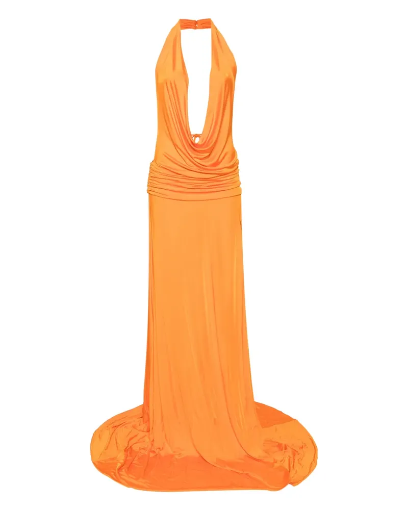 The New Arrivals Ilkyaz Ozel Maxikleid mit tiefem V-Ausschnitt - Orange Orange