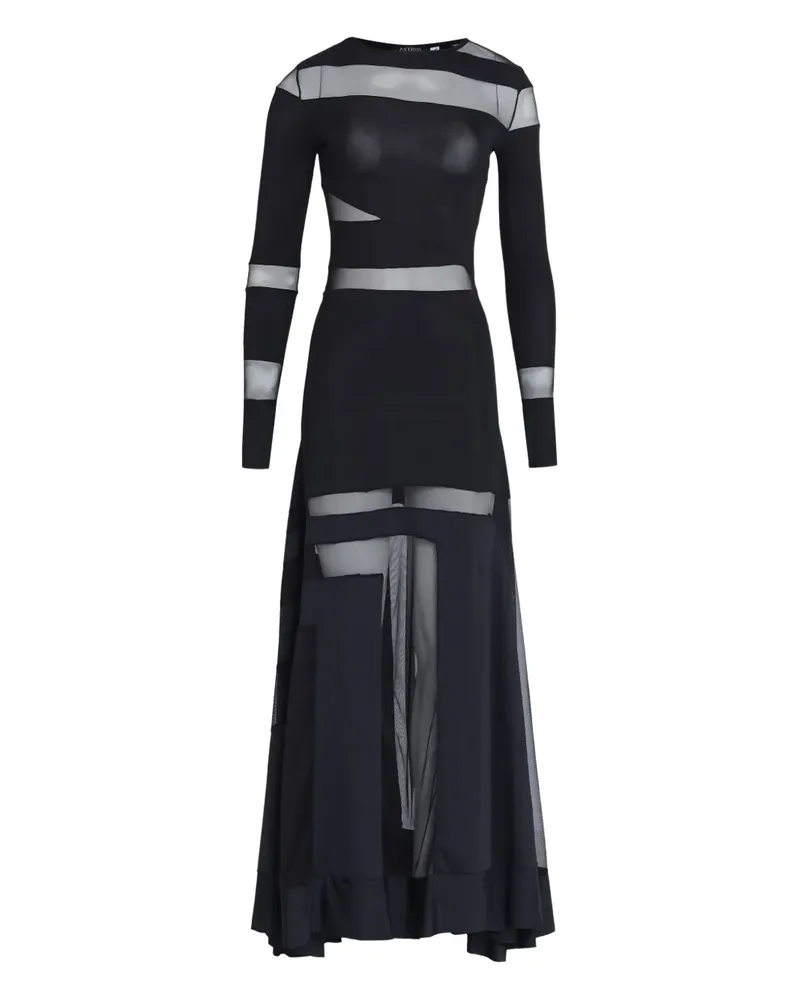 Amir Slama x Astrid Maxikleid mit semi-transparentem Einsatz - Schwarz Schwarz