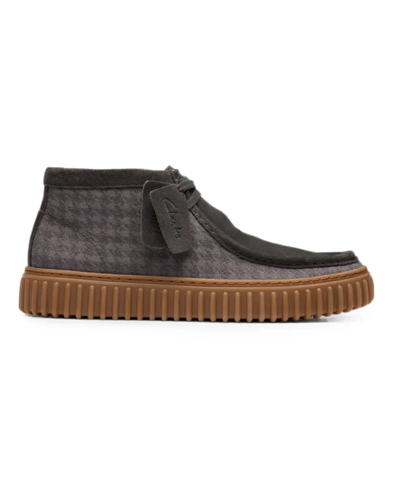 Clarks Torhill Hi houndstooth-pattern suede desert boots - Grau Grau