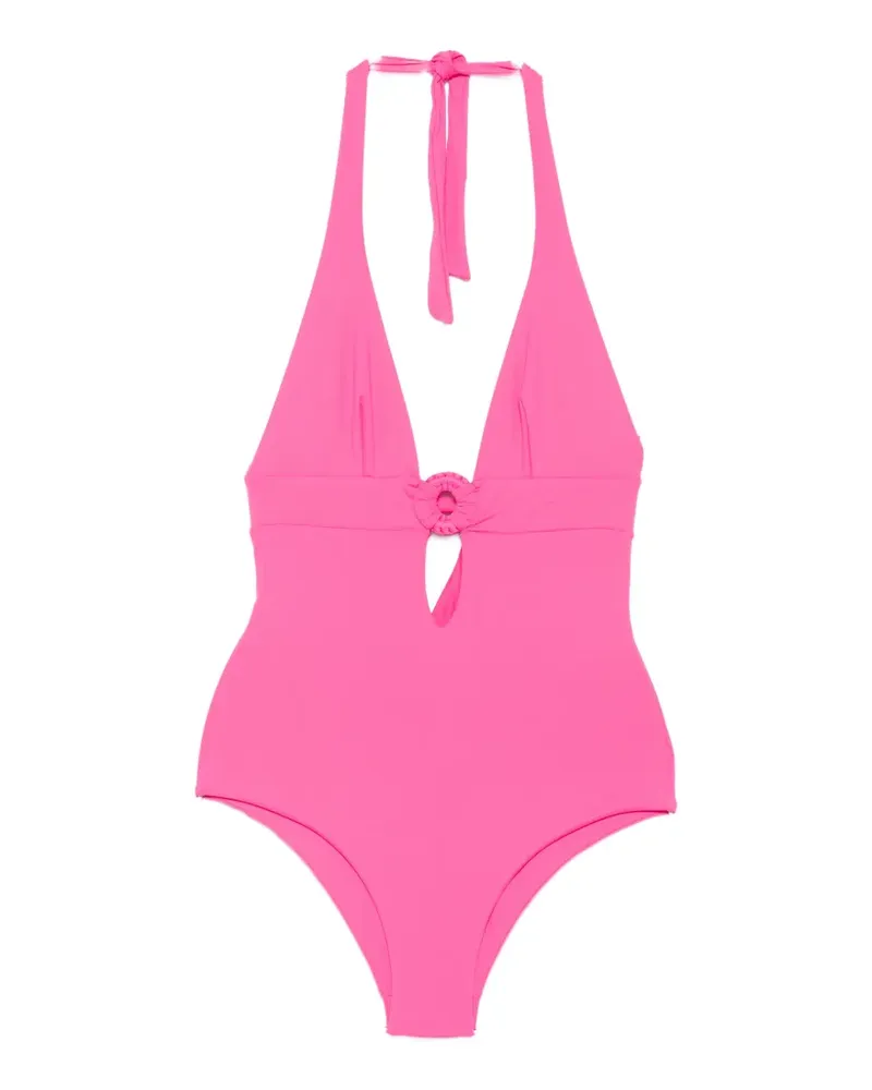 FISICO-Cristina Ferrari ring-detail halterneck swimsuit - Rosa Rosa