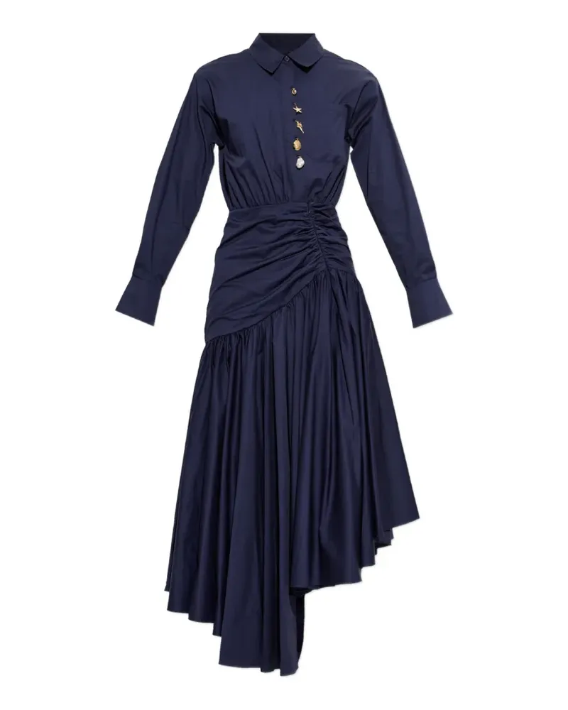 Self-Portrait asymmetrical gathered maxi dress - Blau Blau