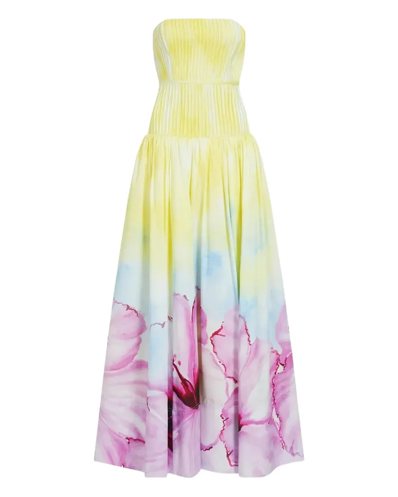 Aje. floral-print strapless maxi dress - Gelb Gelb