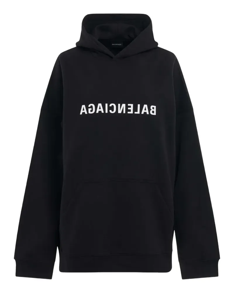 Balenciaga mirror-print wide-fit hoodie - Schwarz Schwarz