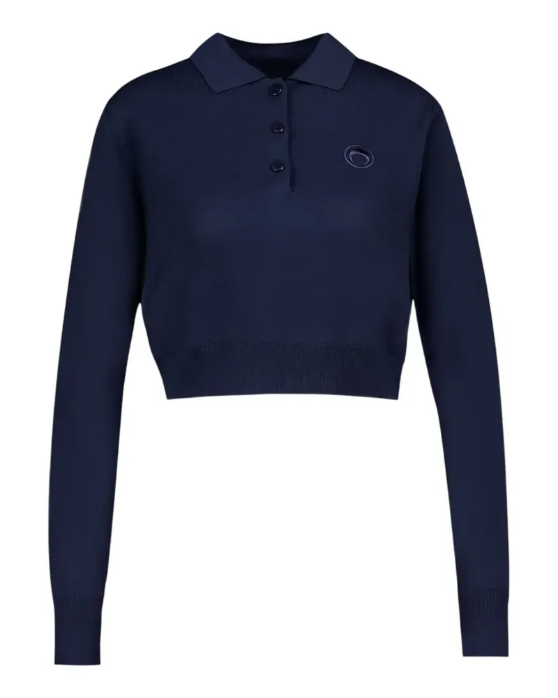 Marine Serre Langärmeliges Poloshirt aus Merinowolle - Blau Blau