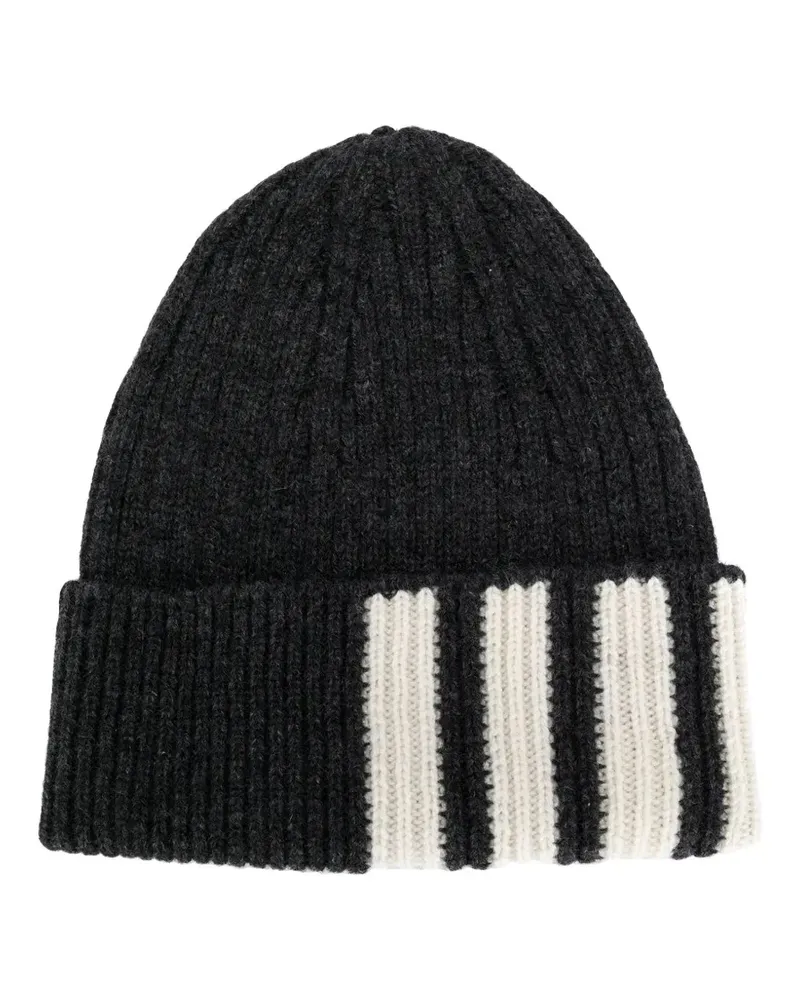 Thom Browne Kaschmirbeanie mit Zopfmuster - Grau Grau